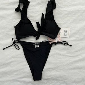 MissGuided Black 2 piece bathing suit.